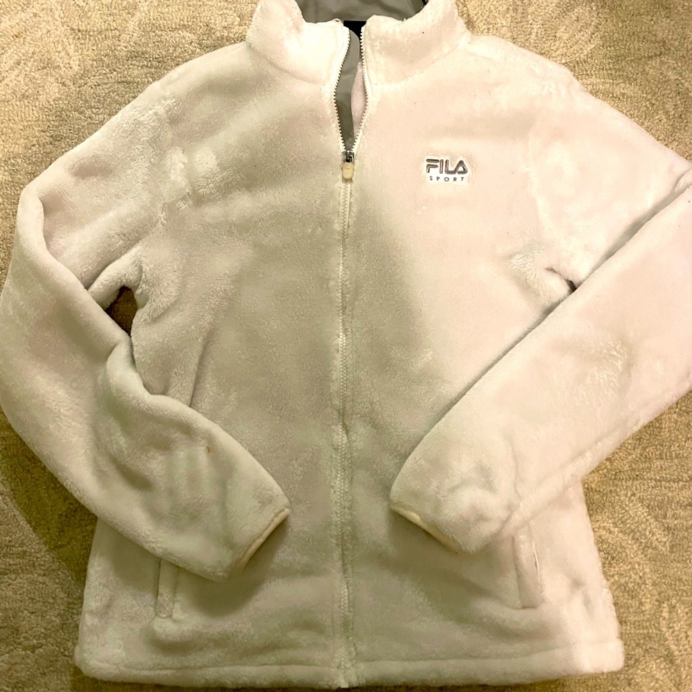 White fila zip up jacket